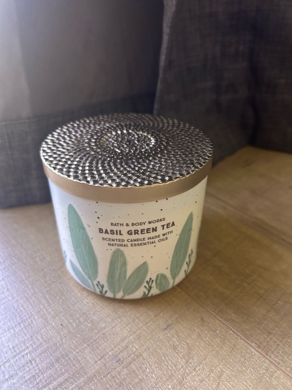 Bath & Body Works Basil Green Tea Candle - Green & Gold